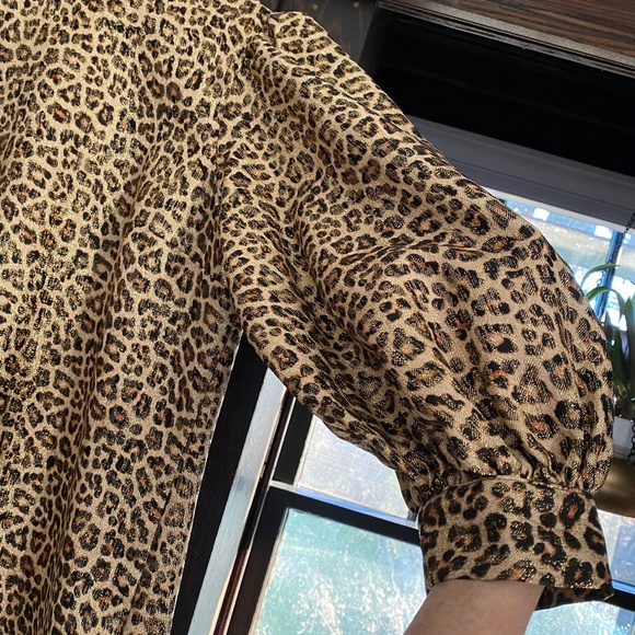 ZARA Mock Neck Leopard mini Dress with balloon sleeves - Picture 4 of 6